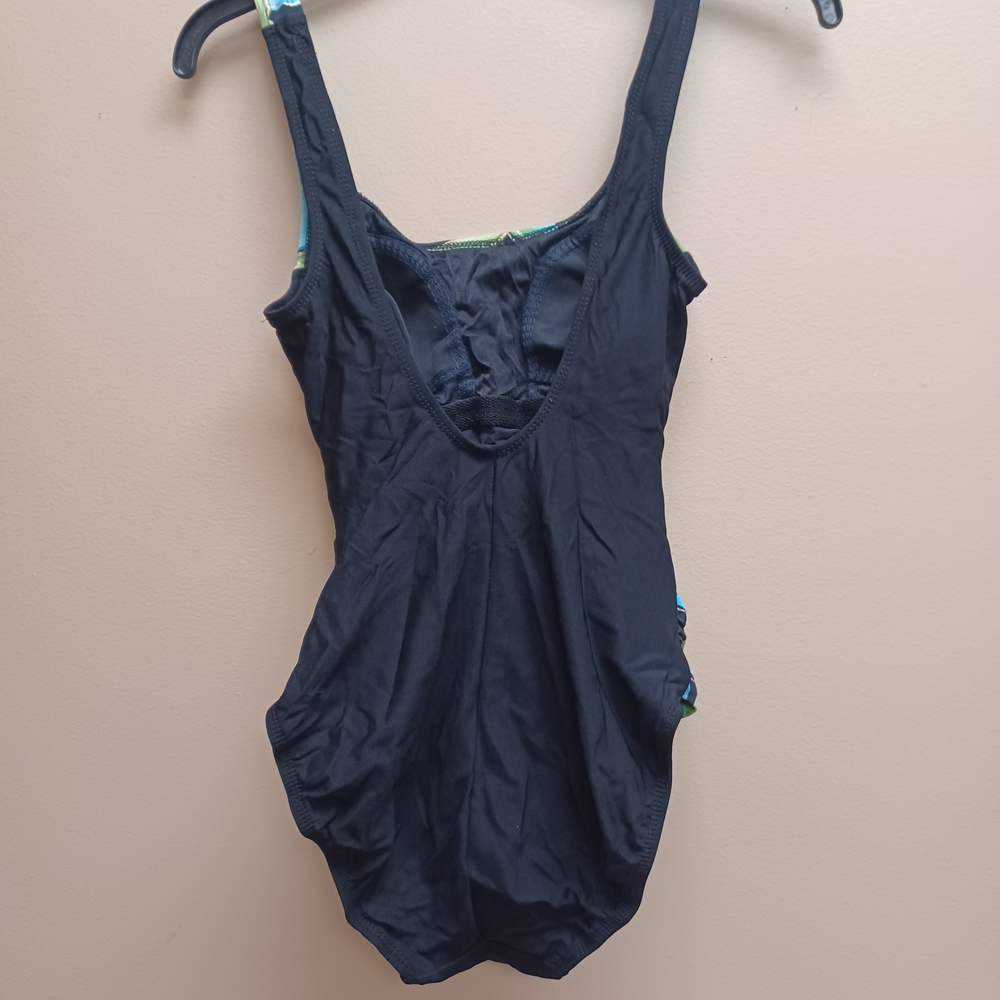 Swimsuit Black and Blue Floral One Piece - 8 - Picture 4 of 9